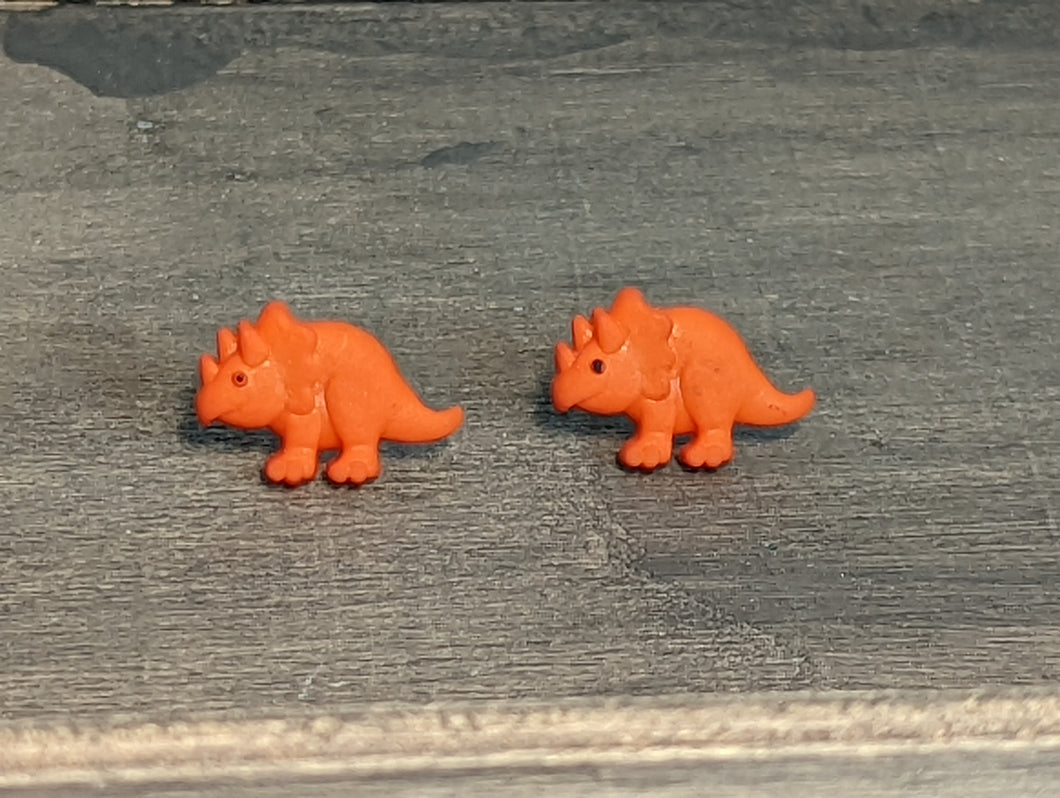 Dinosaur Triceratops Stud Earrings