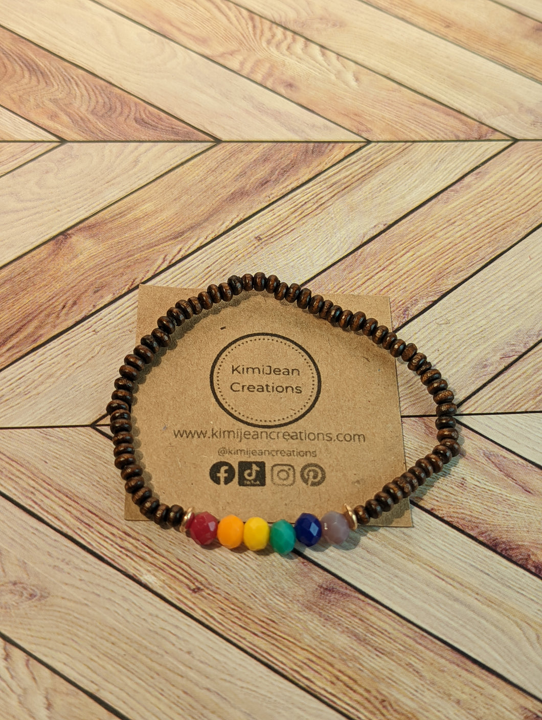 Rainbow Diffuser Bracelet - Dark Wood