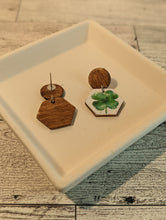 Load image into Gallery viewer, Four Leaf Clover Wood Stud Earrings
