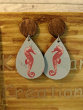Load image into Gallery viewer, Seahorse Wood Stud Earrings
