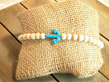 Load image into Gallery viewer, Turquoise  Anchor Diffuser Essential Oil Bracelet - Bare Wood
