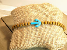 Load image into Gallery viewer, Turquoise  Anchor Diffuser Essential Oil Bracelet - Light Wood

