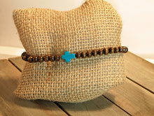 Load image into Gallery viewer, Turquoise Cross ( small) Diffuser Essential Oil Bracelet - Dark Wood
