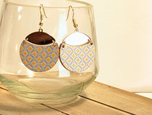 Load image into Gallery viewer, Orange and Gold Wood Laser Cut Earrings
