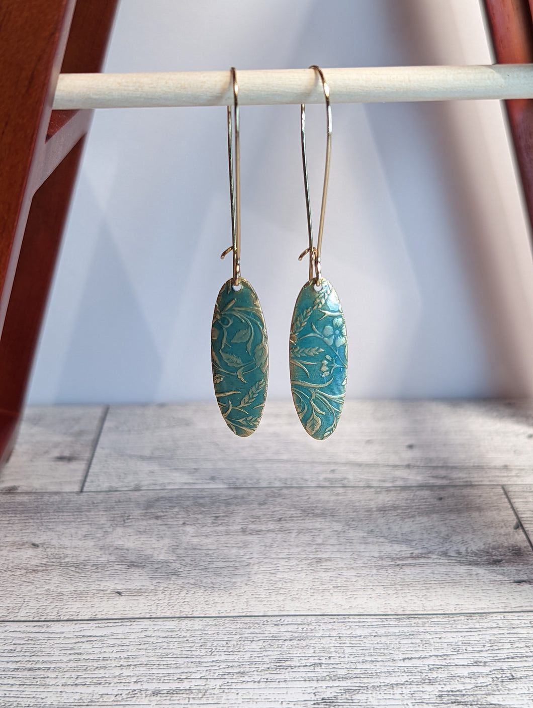 Patina & Gold Oval Earring