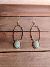 Load image into Gallery viewer, Turquoise &amp; Gold Dangle Earrings
