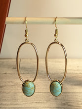 Load image into Gallery viewer, Turquoise &amp; Gold Dangle Earrings
