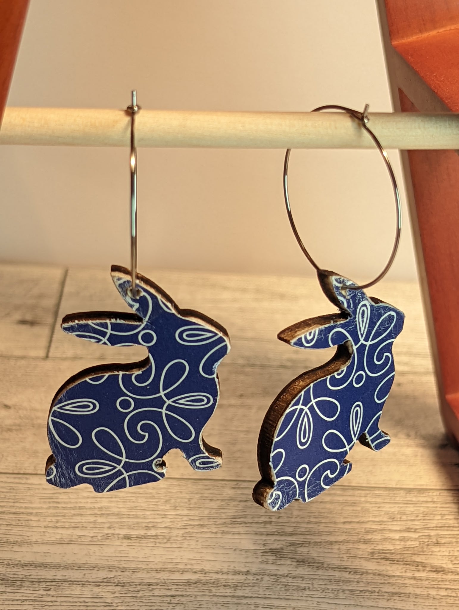 Wood Easter Bunny Hoop Earrings – KimiJean Creations, LLC