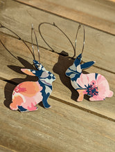 Load image into Gallery viewer, Wood Easter Bunny Hoop Earrings

