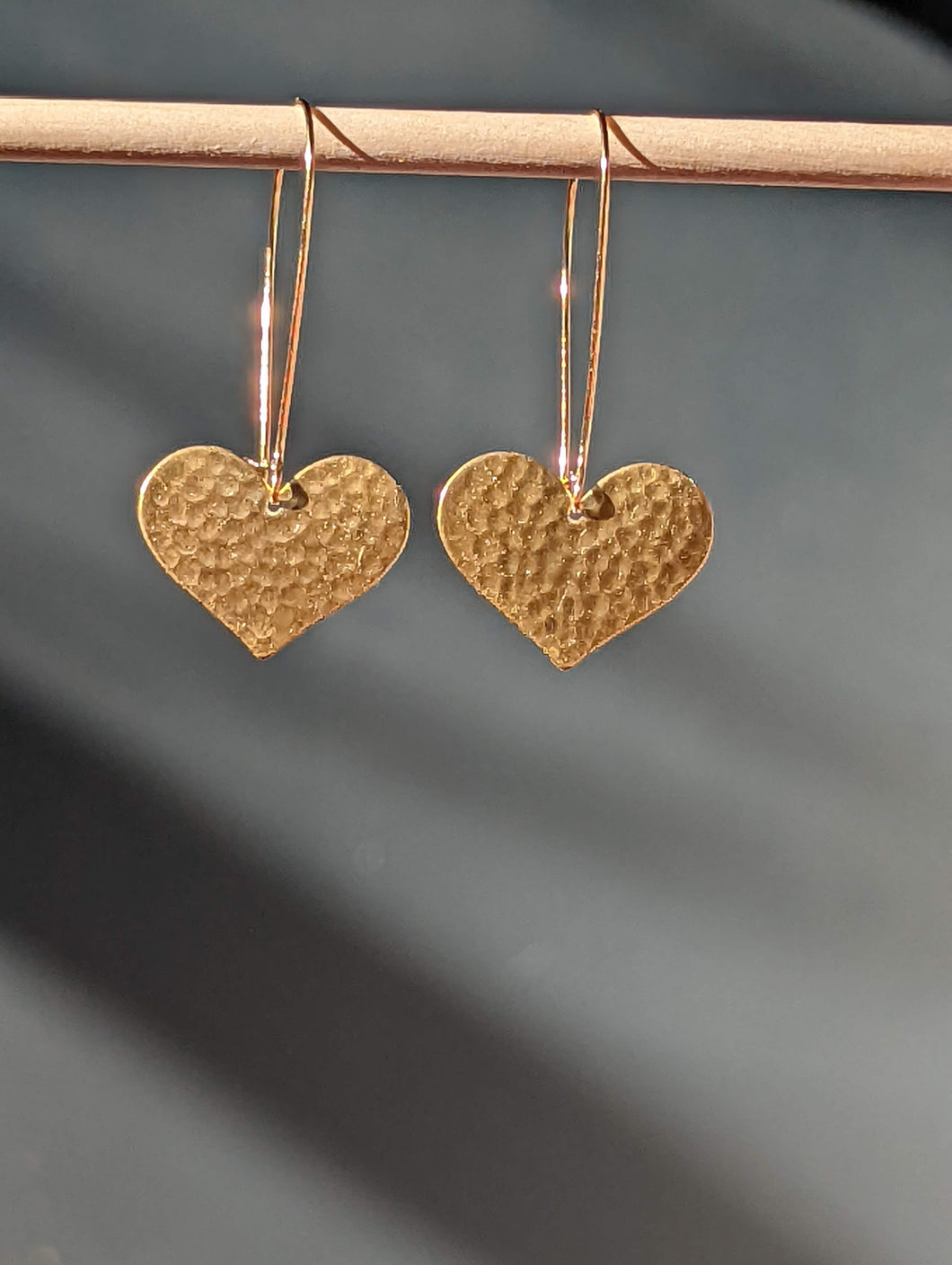 Gold Hammered Heart Earring