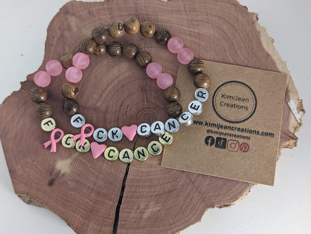 Fuck Breast Cancer Diffuser Wood Bracelet
