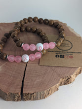 Load image into Gallery viewer, Breast Cancer Diffuser Wood Bracelet
