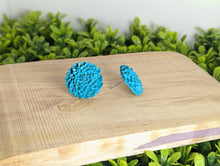 Load image into Gallery viewer, Hydrangea Teal  Flower Stud Earrings
