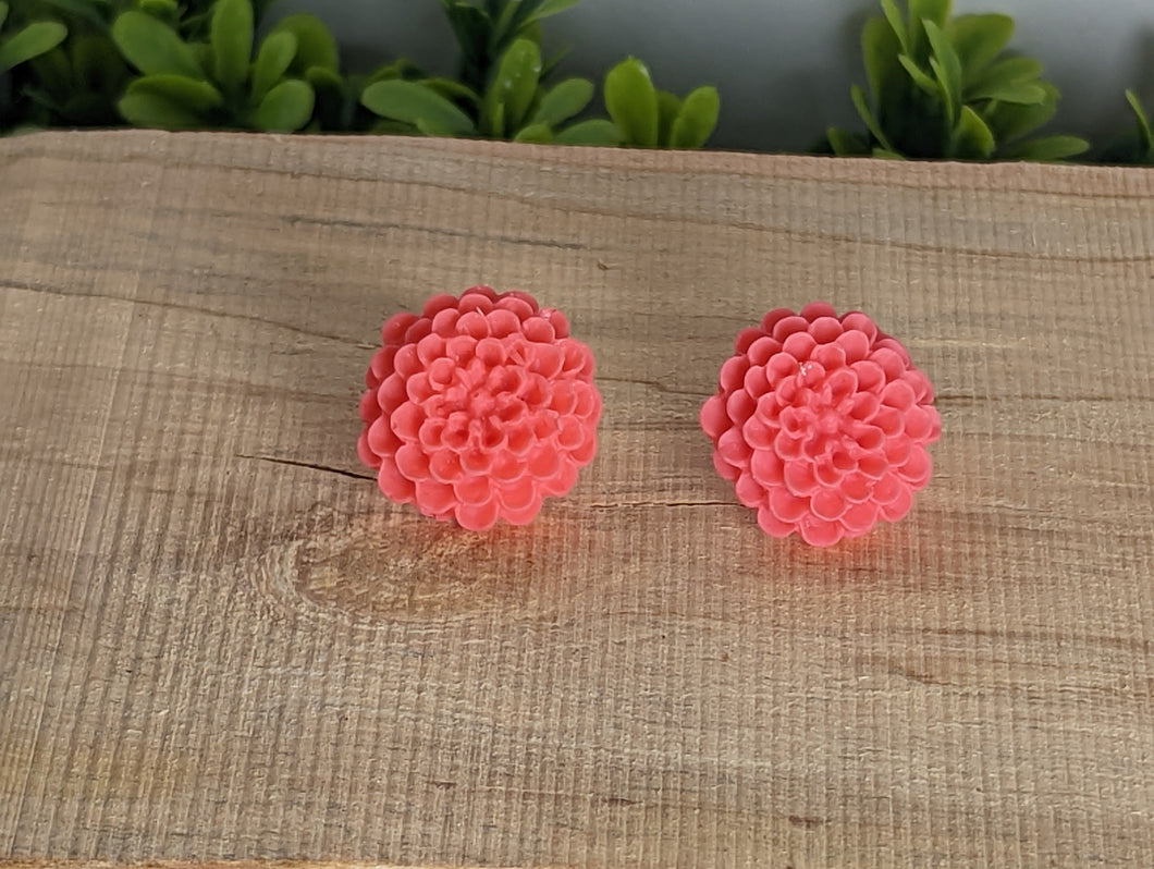 Hydrangea Coral Stud Earrings