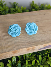 Load image into Gallery viewer, Rose Light Blue Stud Earrings
