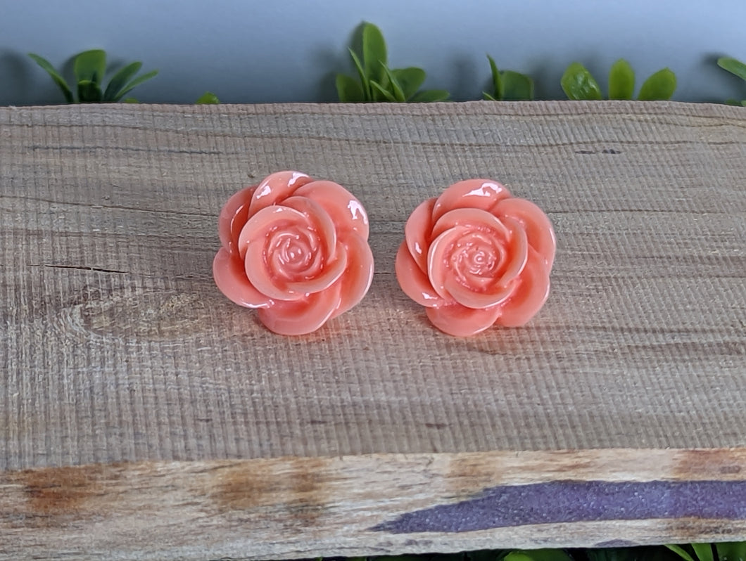 Rose Peach Stud Earrings