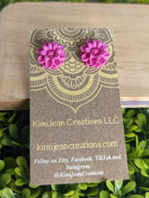 Load image into Gallery viewer, Cornflower Dark Pink Stud Flower Earrings
