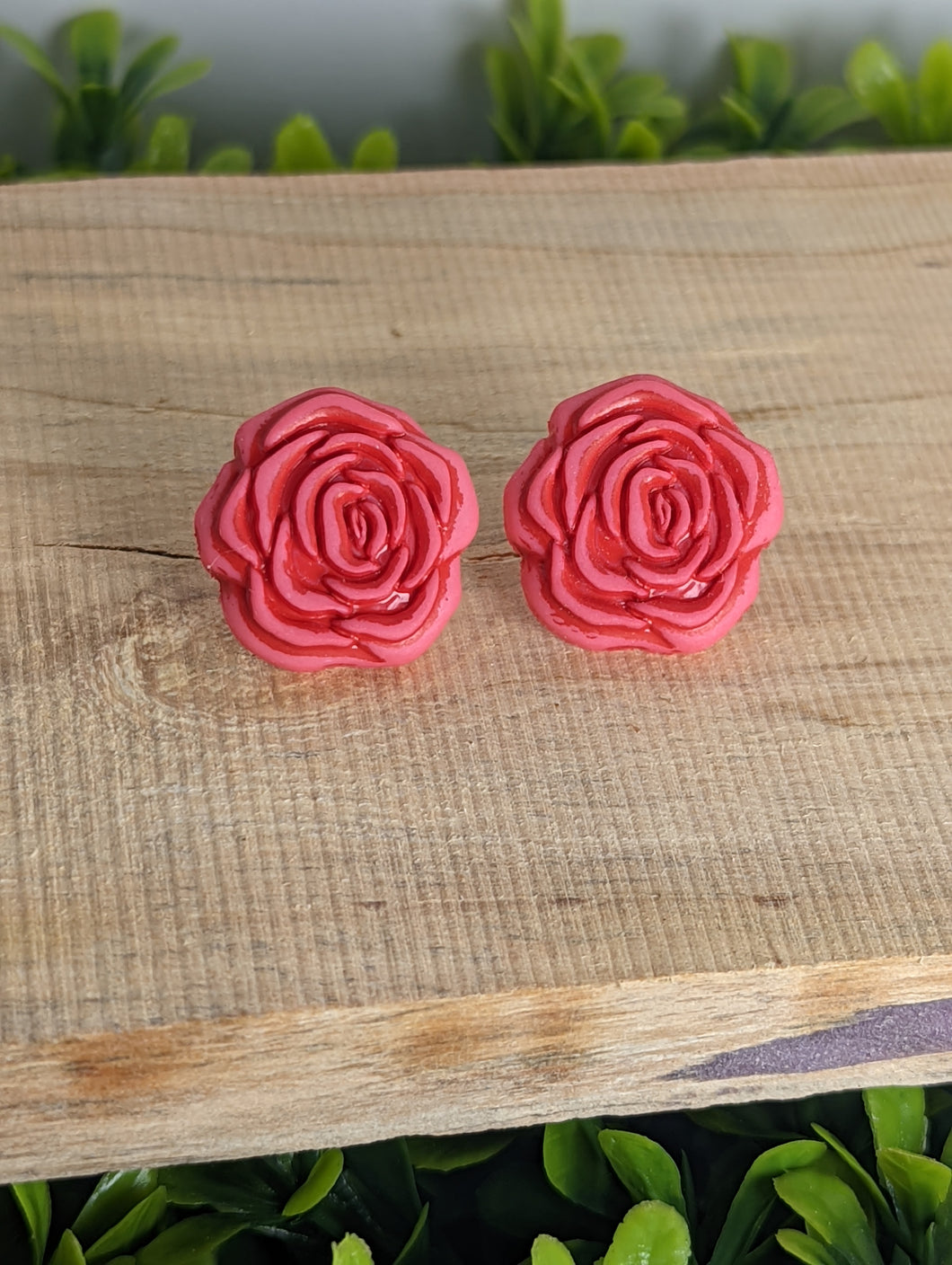 Rose Dark Pink Stud Earrings