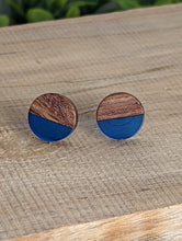 Load image into Gallery viewer, Wood &amp; Resin Stud Earrings- Blue
