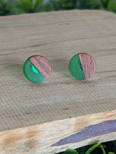 Load image into Gallery viewer, Wood &amp; Resin Stud Earrings- Green
