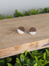 Load image into Gallery viewer, Wood &amp; Resin Stud Earrings- White
