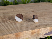 Load image into Gallery viewer, Wood &amp; Resin Stud Earrings- White

