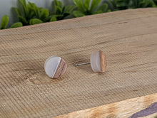 Load image into Gallery viewer, Wood &amp; Resin Stud Earrings- Clear
