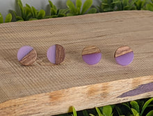 Load image into Gallery viewer, Wood &amp; Resin Stud Earrings- Lilac
