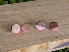 Load image into Gallery viewer, Wood &amp; Resin Stud Earrings- Pink
