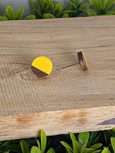 Load image into Gallery viewer, Wood &amp; Resin Stud Earrings- Yellow
