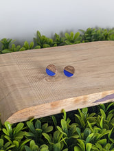 Load image into Gallery viewer, Wood &amp; Resin Stud Earrings- Purple
