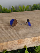 Load image into Gallery viewer, Wood &amp; Resin Stud Earrings- Purple
