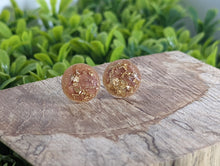 Load image into Gallery viewer, Faceted Terra Cotta Gold Leaf Stud Earrings
