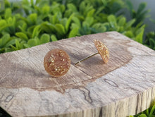 Load image into Gallery viewer, Faceted Terra Cotta Gold Leaf Stud Earrings
