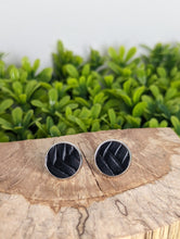 Load image into Gallery viewer, Black Textured Faux Leather Stud Earrings
