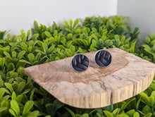 Load image into Gallery viewer, Black Textured Faux Leather Stud Earrings
