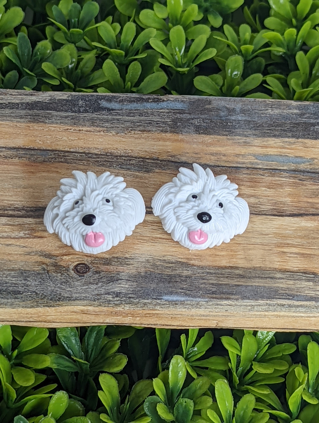 White Sheepdog Stud Earrings