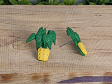 Load image into Gallery viewer, Monstera Plant Stud Earrings
