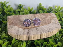 Load image into Gallery viewer, Druzy Round with Silver stud- Purple
