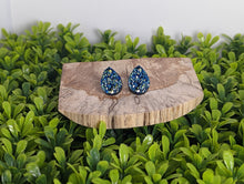 Load image into Gallery viewer, Druzy Small Teardrop stud- Blue &amp; Green
