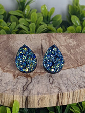 Load image into Gallery viewer, Druzy Small Teardrop stud- Blue &amp; Green
