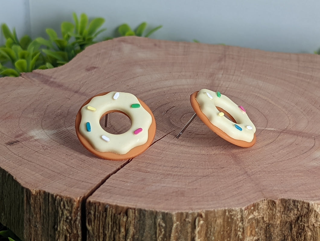 Vanilla Donut Stud Earrings