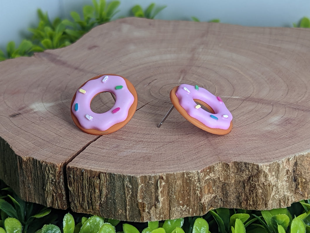Strawberry Donut Stud Earrings