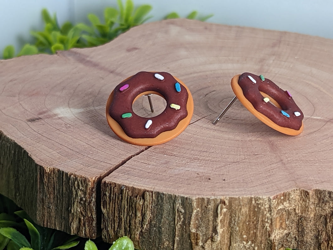 Chocolate Donut Stud Earrings