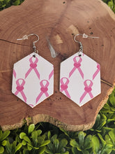 Load image into Gallery viewer, Breast Cancer Awareness Pink Ribbon Wooden Earrings
