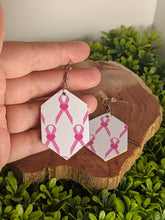 Load image into Gallery viewer, Breast Cancer Awareness Pink Ribbon Wooden Earrings
