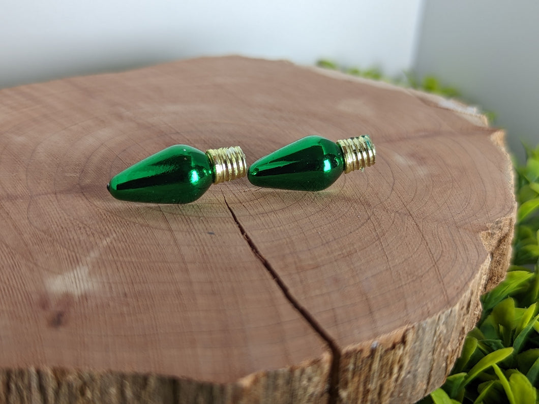 Lightbulb Solid Small Green Stud Earrings