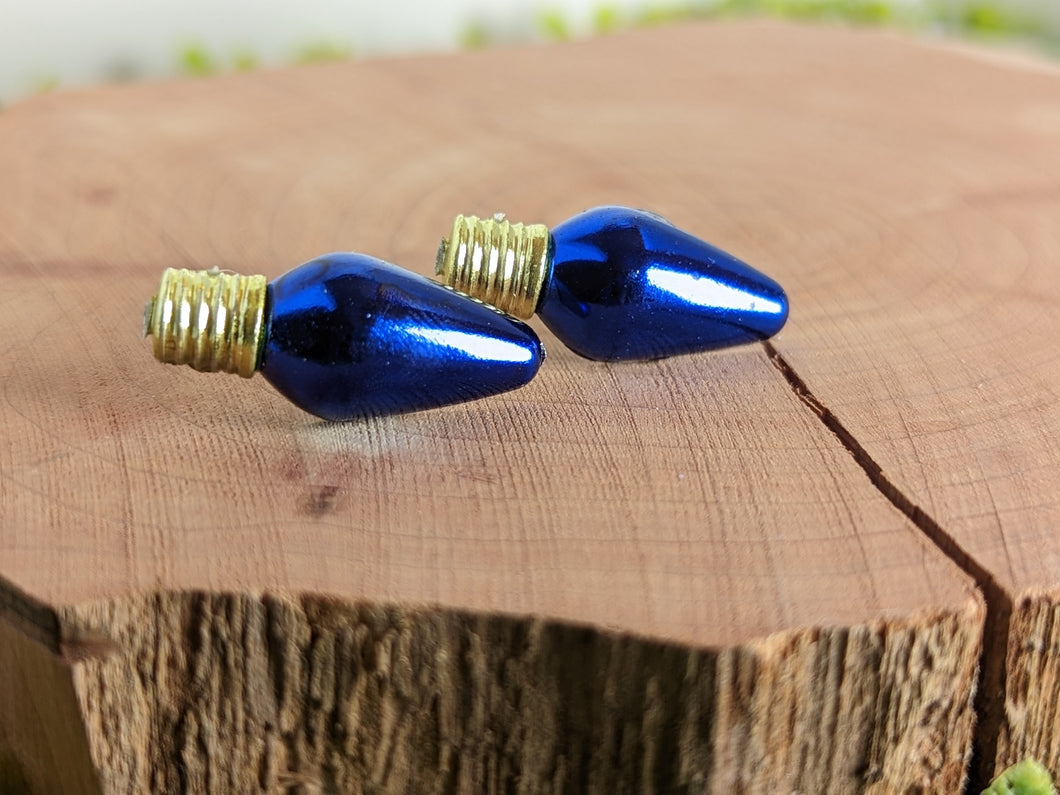 Lightbulb Solid Small Blue Stud Earrings