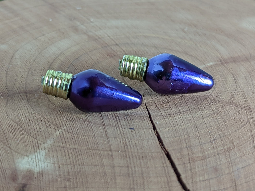 Lightbulb Solid Small Purple Stud Earrings