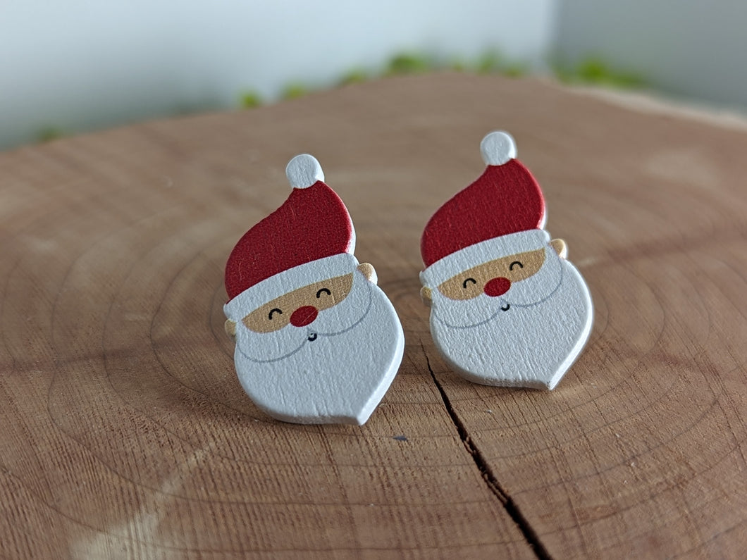 Santa Wood Stud Earrings